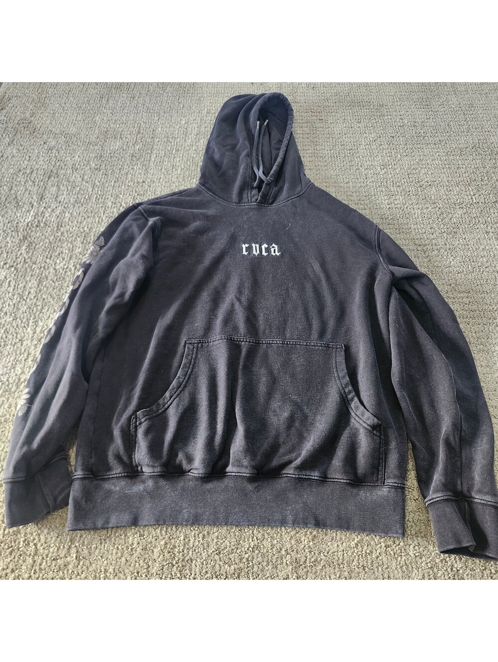 RVCA Black Hoodie with Graphic Back and Sleeve Print Men's Size Large